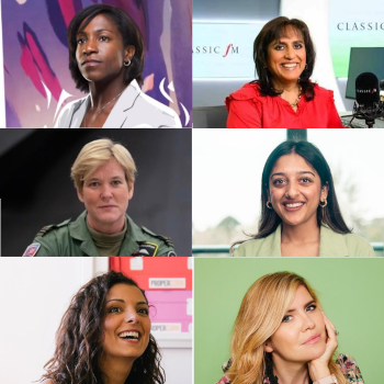 Clockwise from top left: Maggie Alphonsi, Ritula Shah, Sonya Barlow, Emma Barnett, Cassandra Stavrou and Mandy Hickson